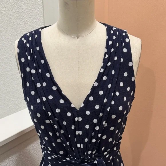 J. Crew Navy and White Polka Dot Midi Dress - Picture 3 of 6
